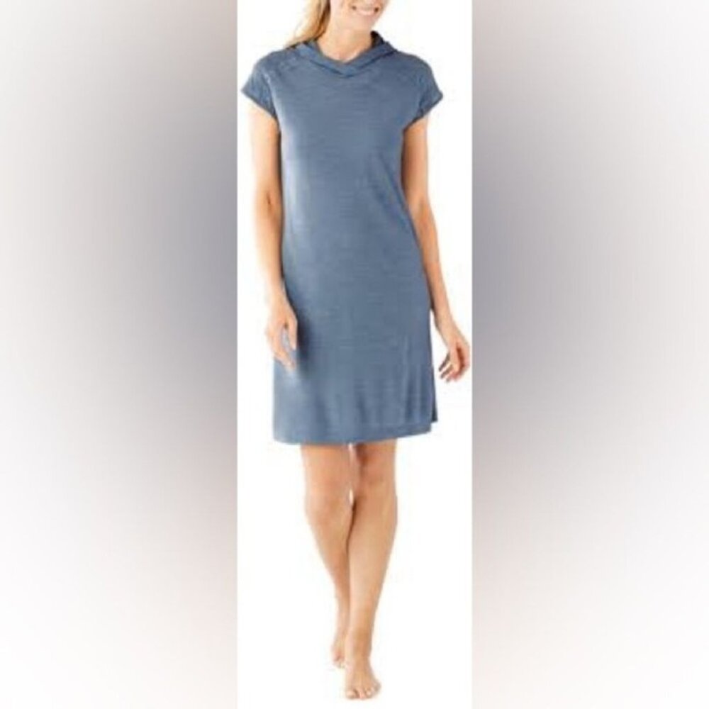 Smartwool Everyday Exploration Cap-Sleeve Hood Dress - Merino - Blue - Size L - Picture 8 of 8